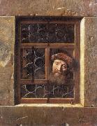 Man Looking through a window